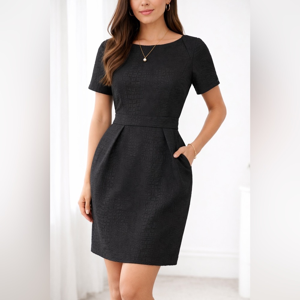 French Connection Black Textured Mini Dress
